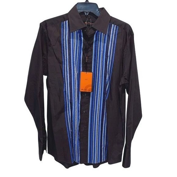 Ben Sherman Mens Mod Fit Cotton Long Sleeve Button Up Shirt Multicolor Large NWT - Picture 1 of 9